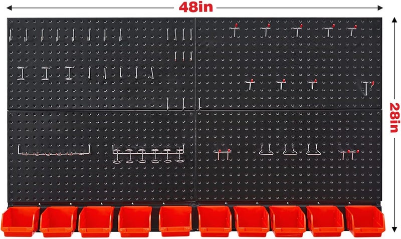 Ultrawall Pegboard Wall Organizer, Black Metal Pegboard Panels, Garage Storage System with Hooks and Storage Bins, 59pcs - Image 2